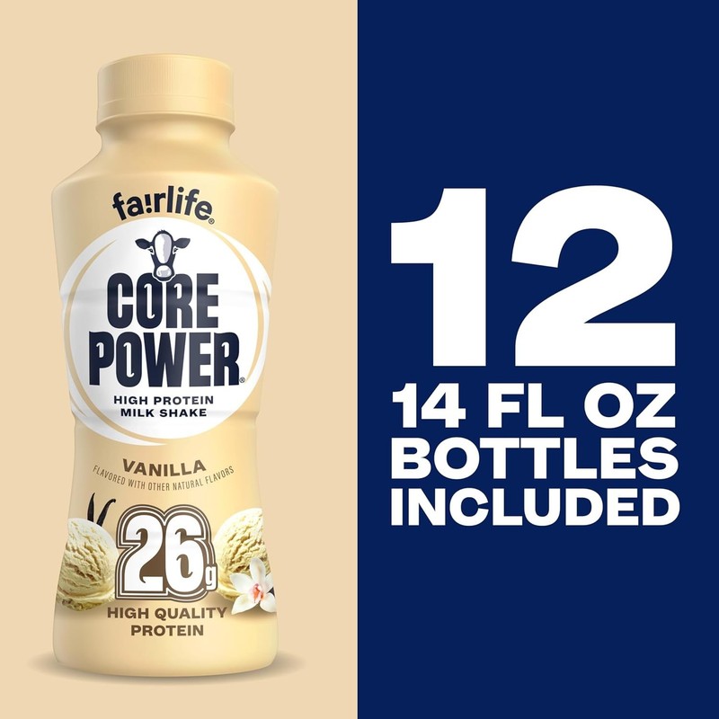 Core Power Protein Shake, Vanilla, 26g Bottle, 14oz, 12 Pack gallery