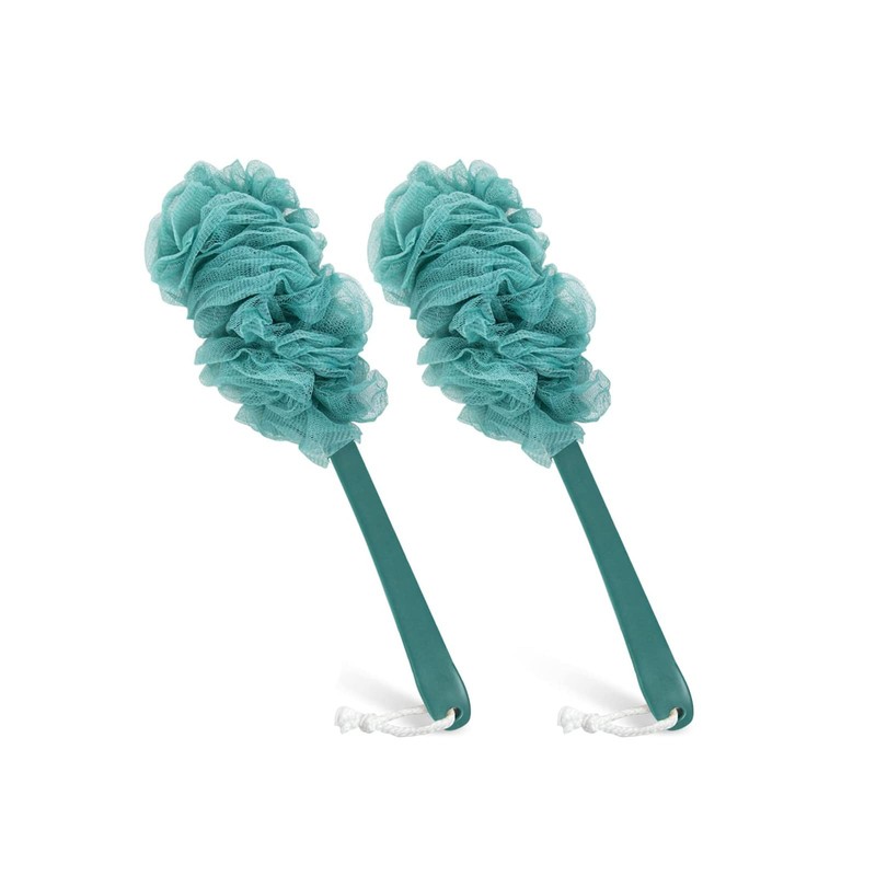 Back Scrubber for Shower, Qewro Loofah on a 2 Pack Blue, Pink White and Green