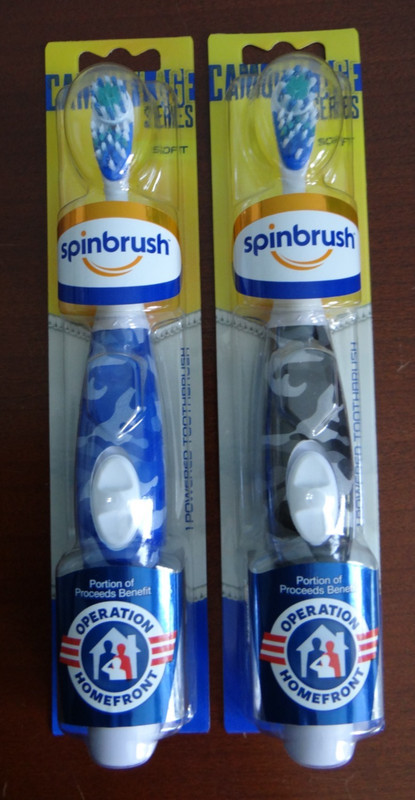 Lot of 2 Arm & Hammer Spinbrush Soft Powered Toothbrush Camouflage