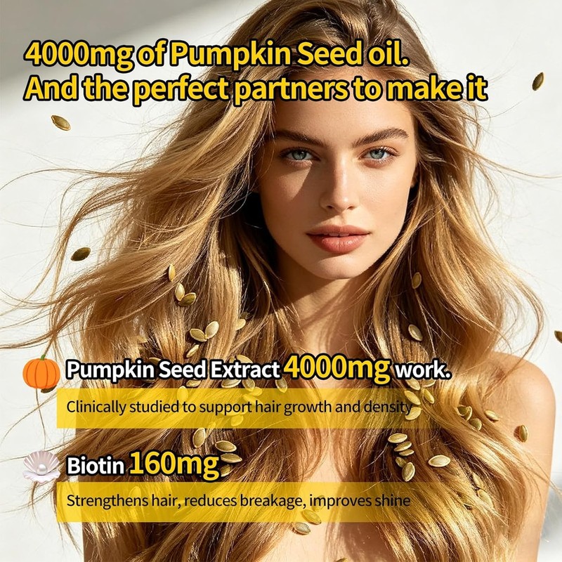 Pumpkin Seed Oil Saw Palmetto 3000mg Hair Growth Regrowth 300 Veggie Softgels gallery