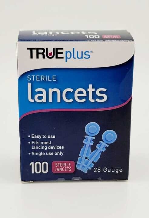New! 100 Ct. TRUEplus Sterile Lancets 28 Gauge EXP. 08/2028 – (B41) – FREE SHIP!