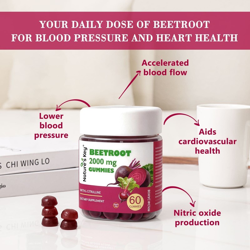 Nature's Key Beetroot Gummies Sugar Free Energy Booster 60Ct gallery
