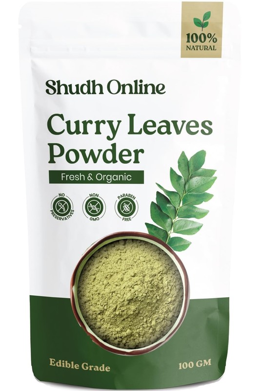 Shudh Online Curry Leaf Powder for Hair Growth Fresh Dried Kadi Patta Leaves100g