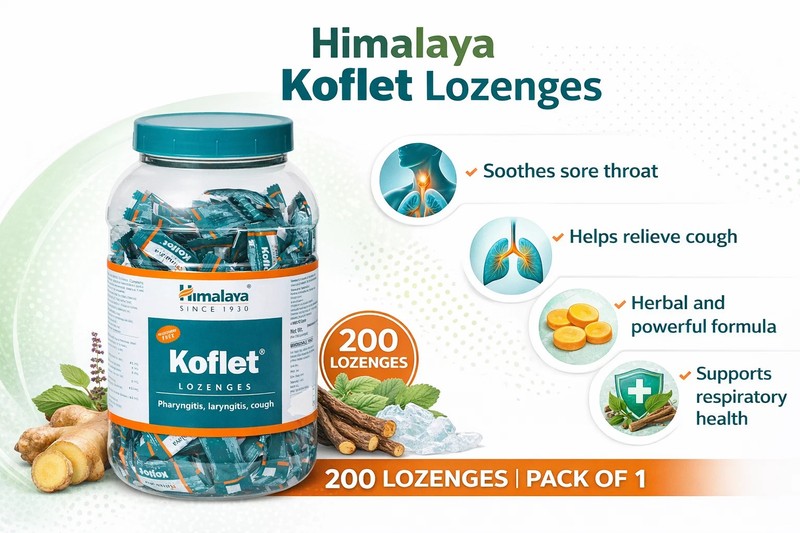 Himalaya Koflet Lozenges 200 Count Herbal Supports Throat & Oral Comfort
