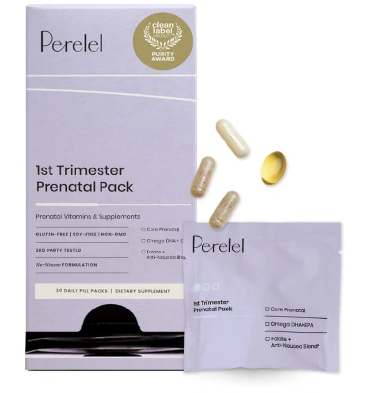 Perelel 1st Trimester Prenatal Pack, Multivitamin with Folate, Vitamin D, Ome