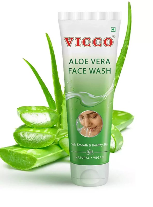 Vicco Aloe Vera Face Wash Soft Smooth & Healthy Skin Fights Pimples & Acne 150g