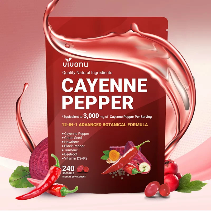 Cayenne Pepper Softgels Supplement, Supports Leg Vein, 240 Softge /1 Bag US