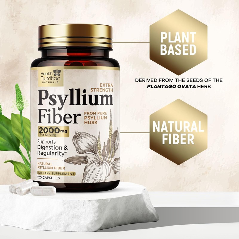 High Absorption Psyllium Husk Capsules 2000mg Daily Fiber Supplement, Psyllium.. gallery