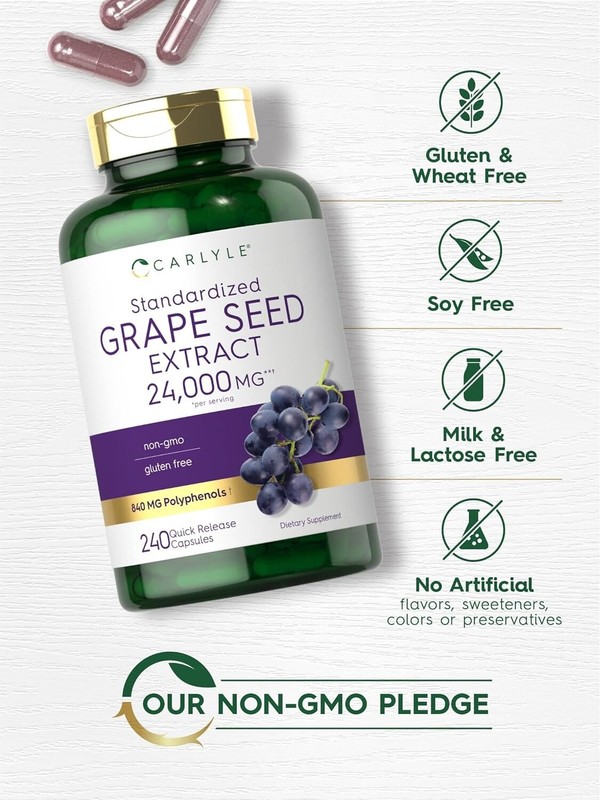 Grape Seed Extract 24,000 Mg Max Strength Antioxidant Support, 240 Capsules gallery