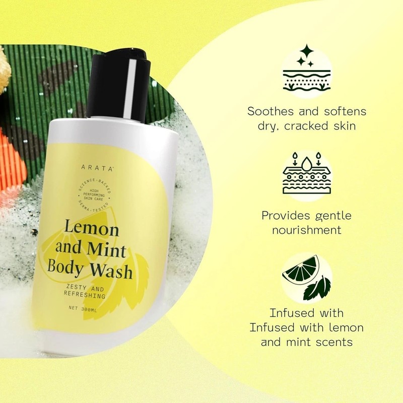 Arata Lemon Mint & Hyaluronic Acid Body Wash - 300 ml gallery