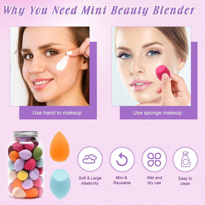 Catcan 50 PCS Mini Makeup Sponge Set, 40Pcs 1 Count (Pack of 50), [RANDOM] gallery