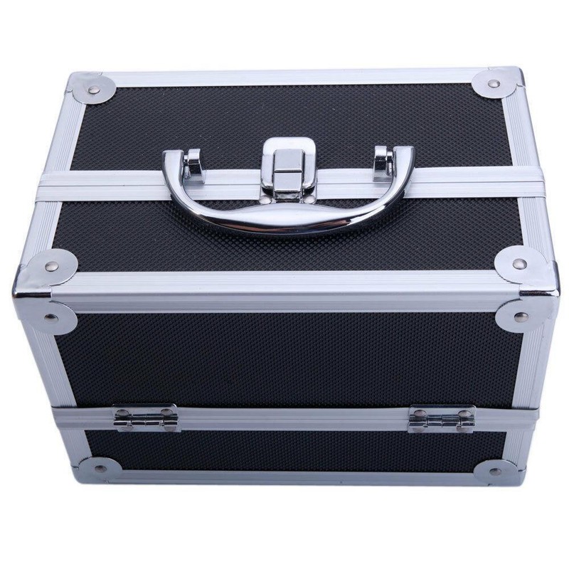 Travel Aluminum Makeup Train Case Cosmetic Tattoo Jewelry Box With Mirror 4color gallery