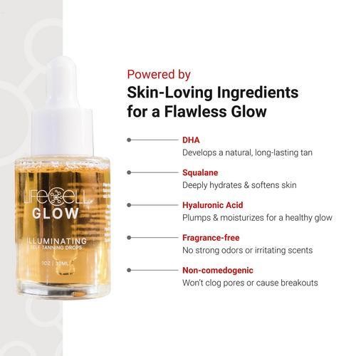 Lifecell Glow Self-Tanning Drops Face Body DHA Sunless Tanner Hydrating, 1 Fl Oz gallery
