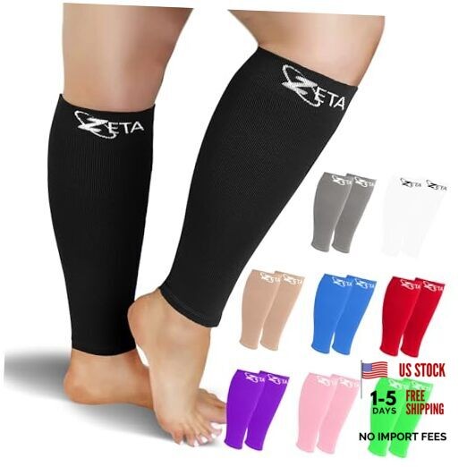 Plus Size Calf Compression Sleeves for Women and Men, Wide 2XL 1 Pair - Black