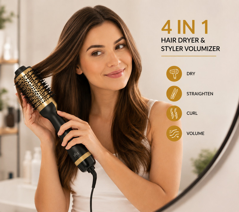 NEW 4 in 1 Hair Dryer Brush and Volumizer Styler Hot Air Ionic Ceramic gallery