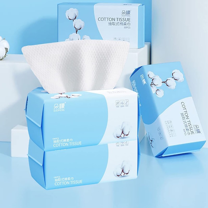 Cotton Facial Dry Wipes 100 Count Deeply Cleansing Disposable Face Towel Wash gallery