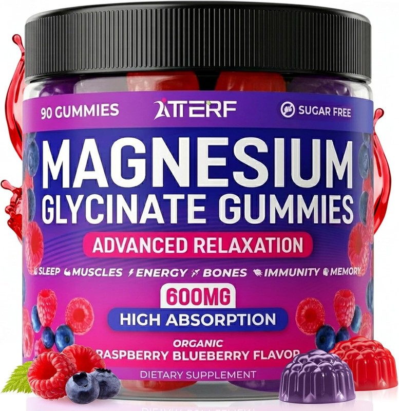 ATTERF Magnesium Glycinate Gummies 600mg Sugar-Free 90ct EXP 02/28