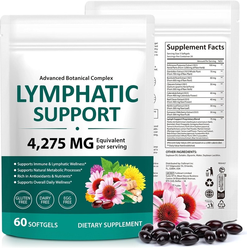 Pure Herbal Lymphatic Drainage Supplements – 60 Capsules for Wellness