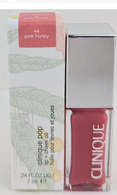 Clinique Pop Lip Cheek Oil In Pink Honey 7ml .24 oz. Lip Gloss Full Size New gallery