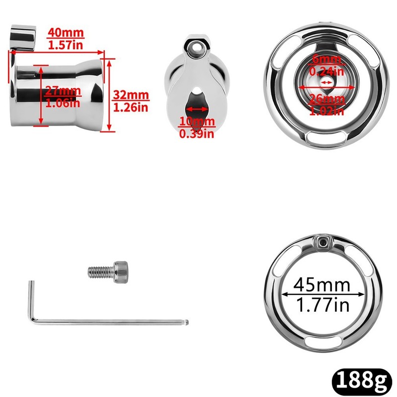 FRRK Stainless Steel Chastity Device Male Negative Cage Penis Restraint Locking