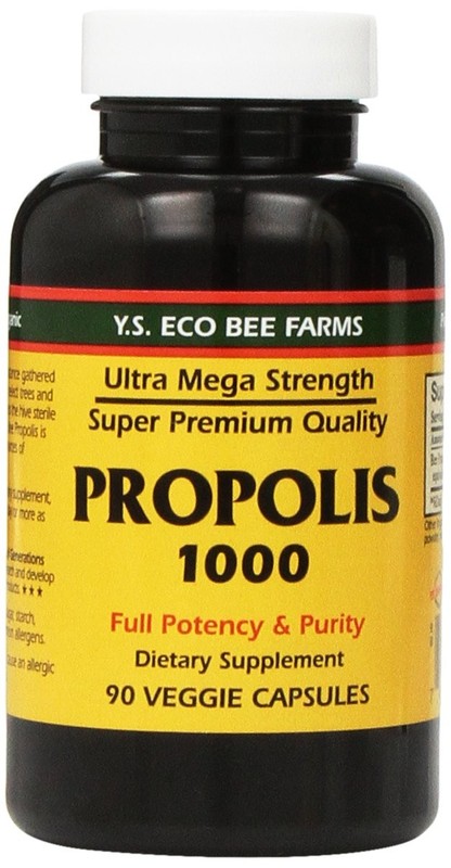 PropolisRaw Unprocessed 1000mg Y.S. Organic Bee Farms 90 Caps, Pack of 2