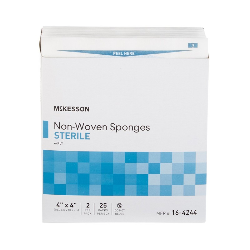 50 Ct McKesson 4-Ply Non-woven Gauze Sponge Sterile 4 x 4" 2 per Pack 25 Pack gallery