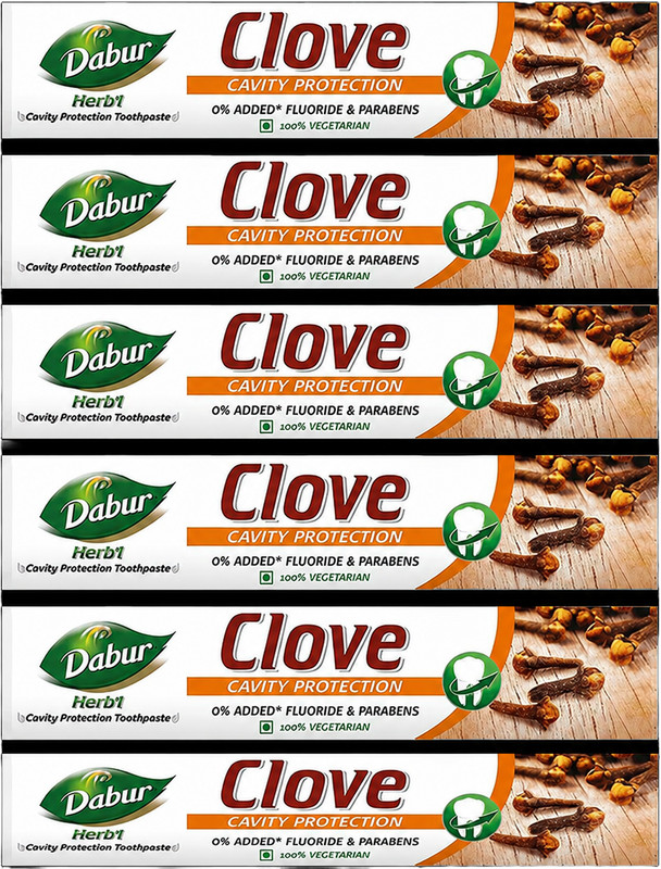 Dabur Herbal Anti Cavity Clove Toothpaste for Strong Teeth Bleeding Gums 200g x6