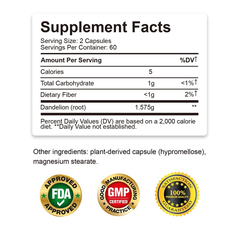 Dandelion Root 1575mg - Liver Kidney Health,Cleansing & Detox, Digestive Support gallery