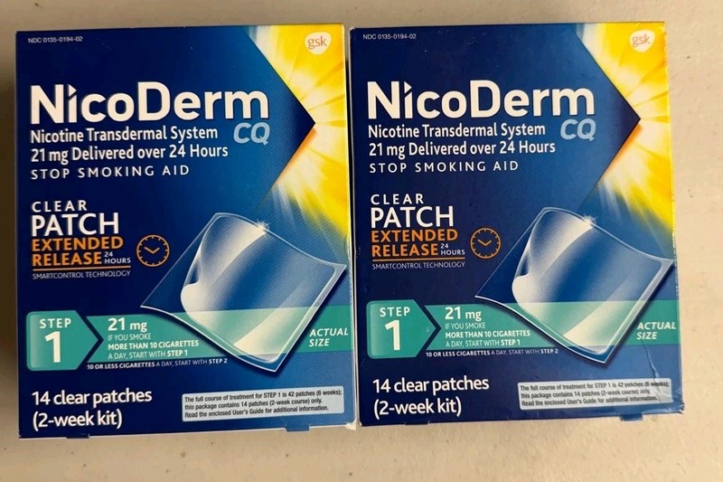 2 NicoDerm CQ Stop Smoking Aid 14×2=28ct Patch Step 1, 2-Week Exp 5/27