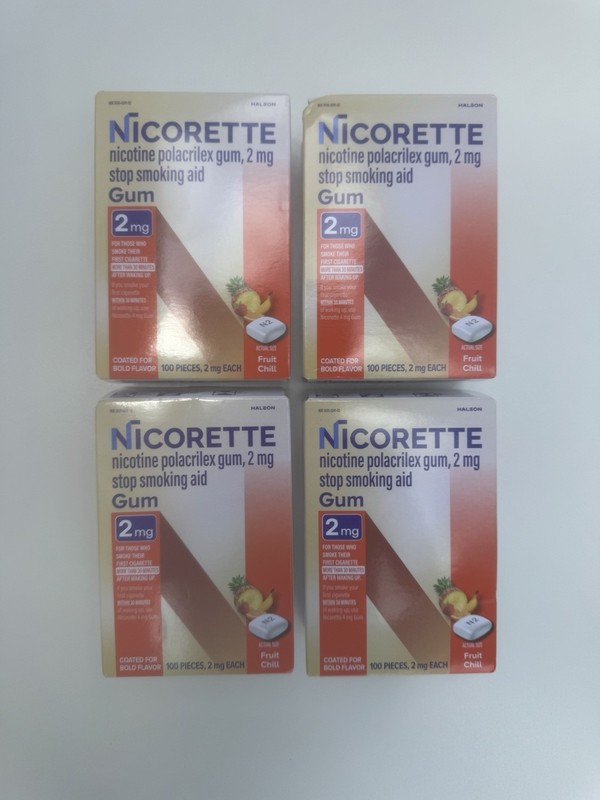 Nicorette Value pack Fruit Chill 2mg Coated Gum 100 Pieces (4 packs) EXP 09/2028