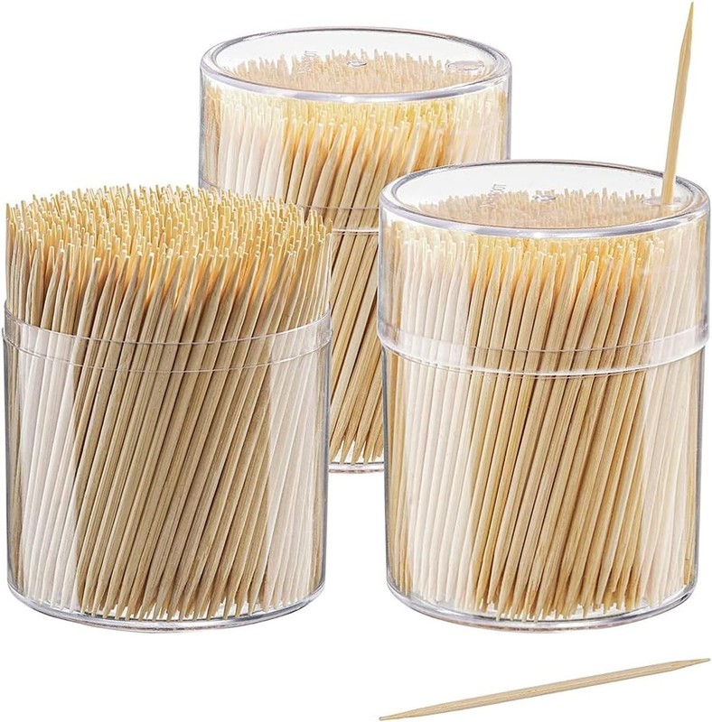 1500 Pcs Bamboo Wooden Toothpicks Wood Round Single-Point Teeth Tooth Picks