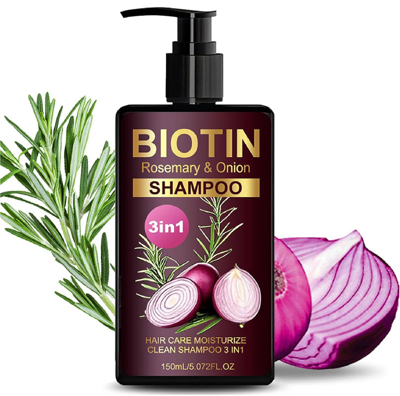 Onion Biotin and Rosemary Shampoo, Onion Shampoo Moisturizing Hair Care with Oni