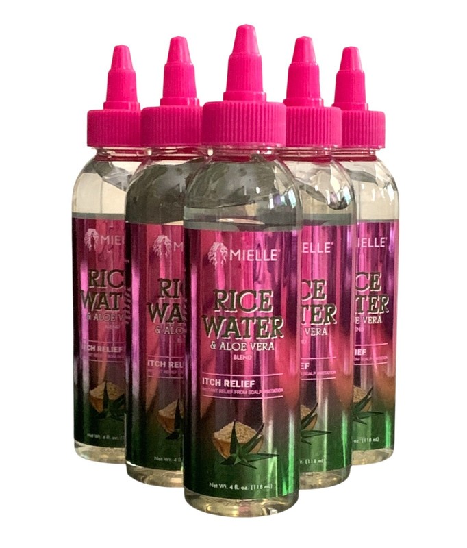 6 Pack of Mielle Rice Water & Aloe Vera Itch Relief Clear Gel 4oz. Bottles NEW