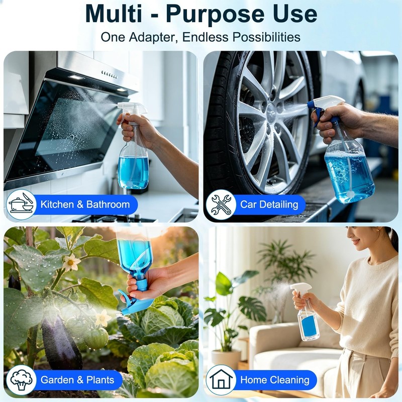360° Flexible Spray Bottle Adapter, Universal Nozzle for Upside Down Spraying, 5 gallery
