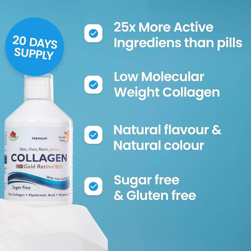 Swedish Nutra Marine Collagen 12,500mg Gold Retinol Liquid Supplement 5x500ml gallery