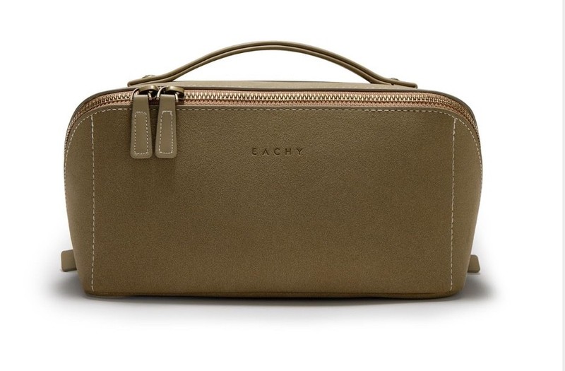 EACHY Travel Makeup Bag, Faux Suede Cosmetic Bags for Medium, JA-Green, Roomy