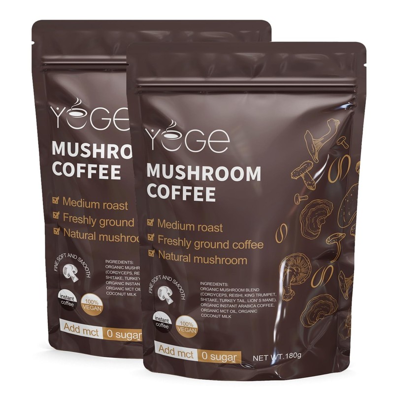 Mushroom Coffee, Instant Coffee with Cordyceps, Reishi, King black