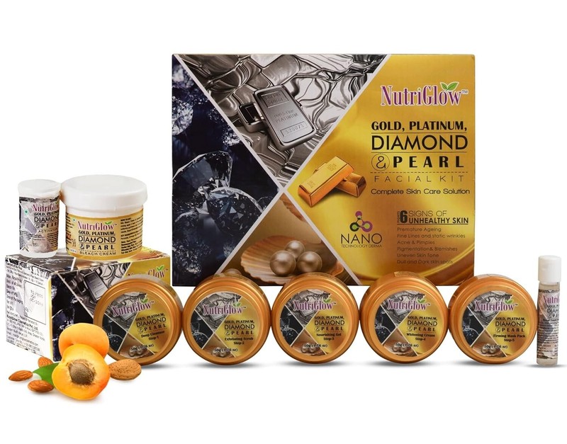 NutriGlow Gold Kesar Facial Kit (250gm+10ml)with Bleach Cream,Face Wash Pack of