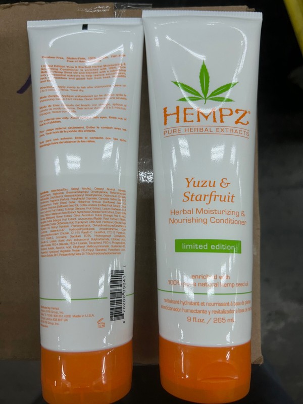 2x Hempz CONDITIONER 9oz Yuzu & Starfruit Moisturizing Herbal Hemp Seed Oil
