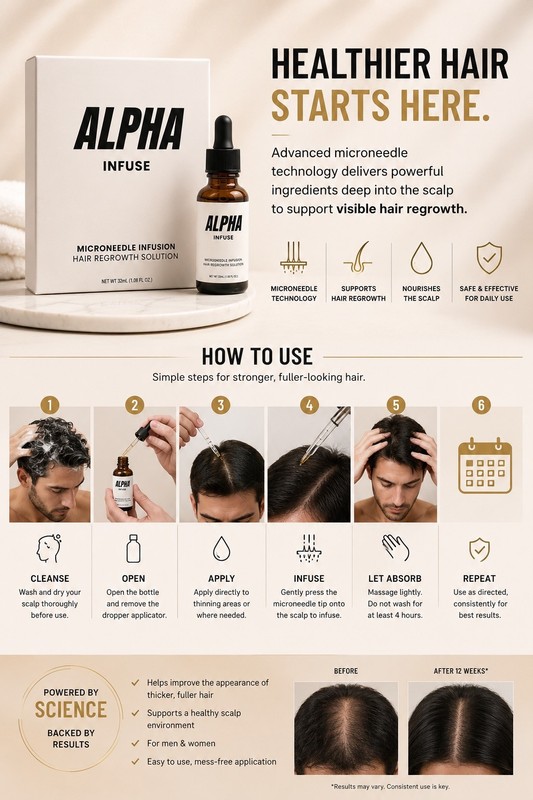 Alpha - Infuse - Microneedle - Hair Regrowth Solution - 32oz gallery