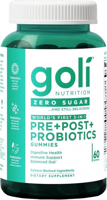 Goli Zero Sugar Pre Pro Postbiotic Gummies – Worlds First 3-in-1 with DE111