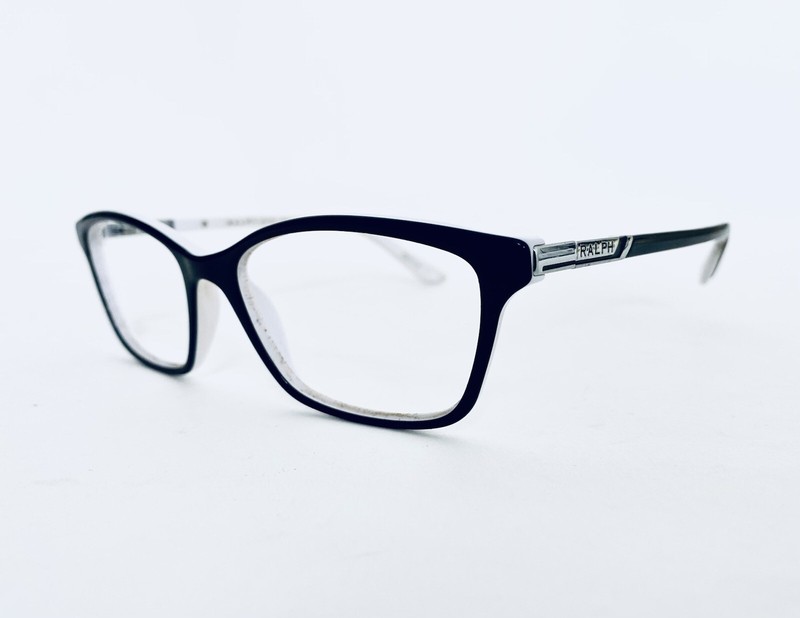 Ralph Lauren Black Exterior White Interior Acetate Wayfarer Glasses 52 16 135
