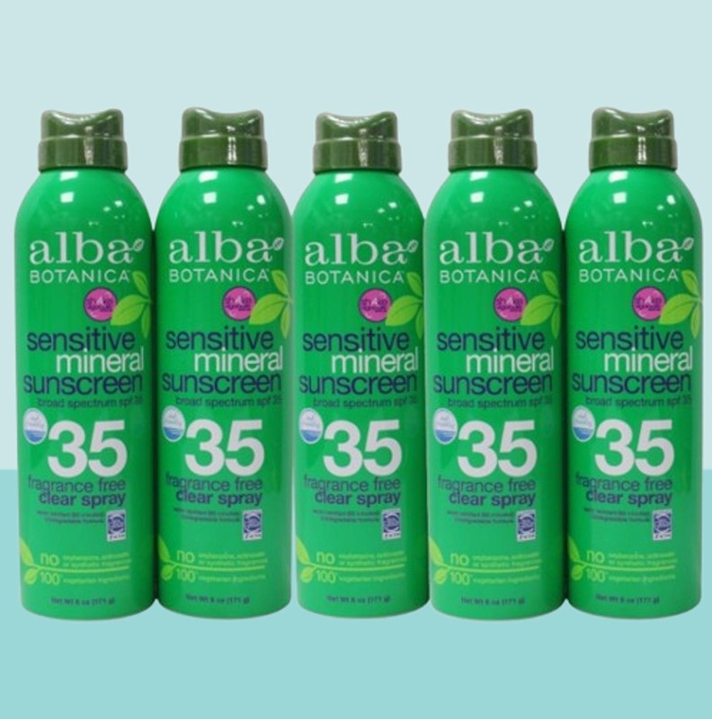 ALBA BOTANICA SENSITIVE MINERAL SUNSCREEN SPF 35 FRAGANCE FREE 6 OZ LOT OF 5