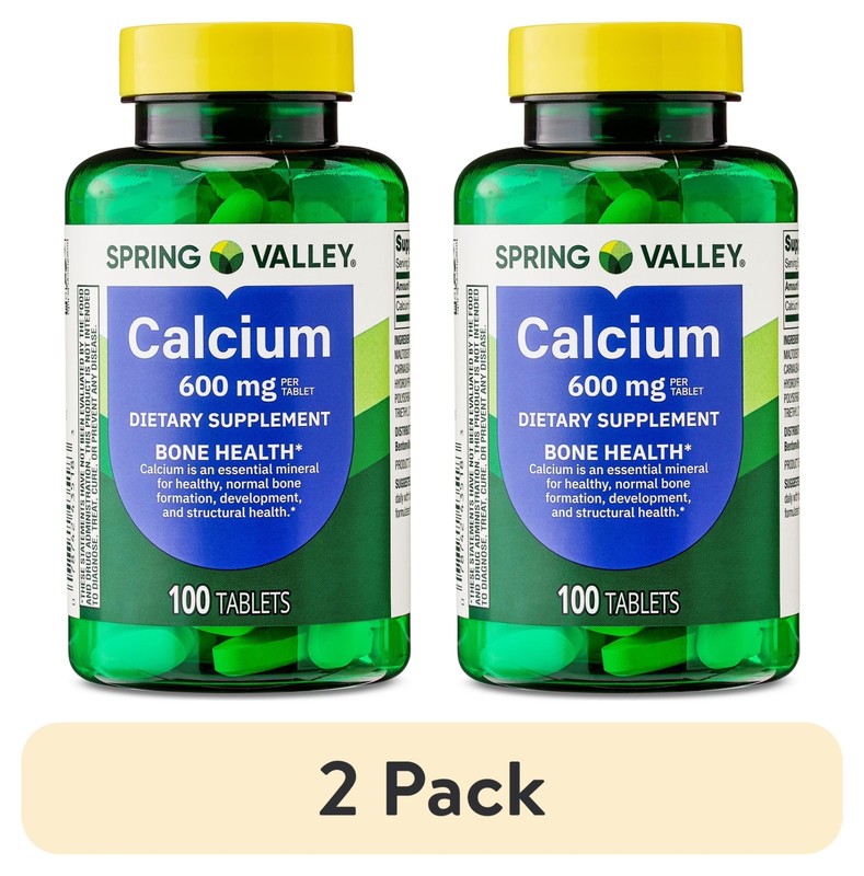 (2 pack) Spring Valley Calcium Bone Health Dietary Supplement Tablets, 600 mg, 1