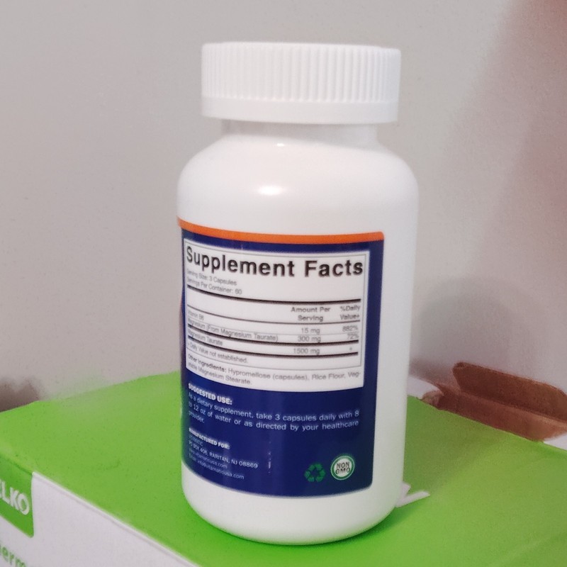 Vitamatic Magnesium Taurate + Vitamin B6 180 Vegetarian Capsules Non-GMO gallery