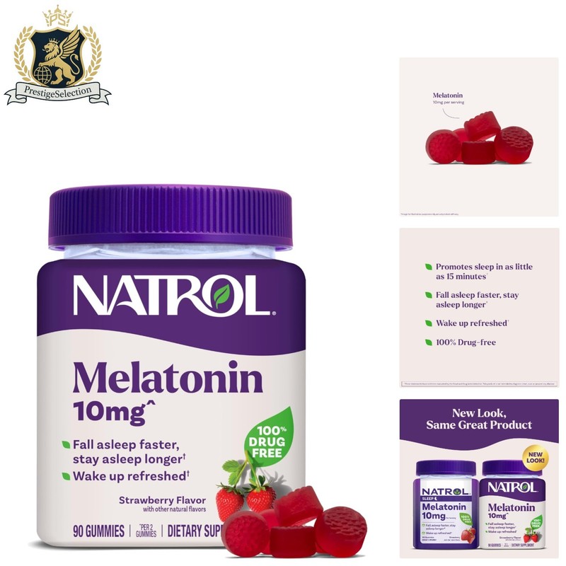10 mg Melatonin Gummies – 90 Strawberry Sleep Support Gummies for Adults