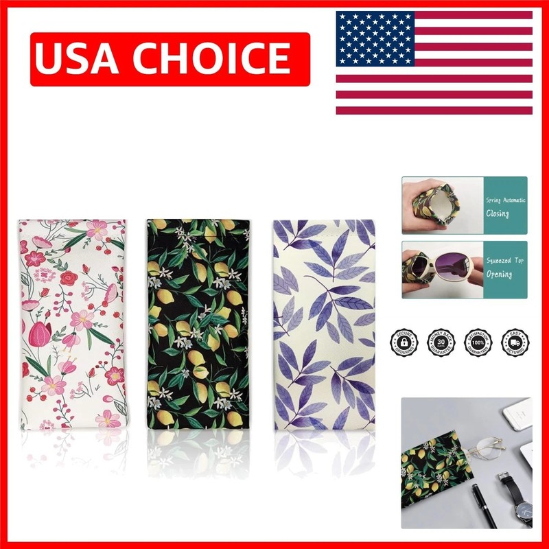 3 Pack Stylish Sunglasses Cases in PU Leather – Portable/Protective with Cloth