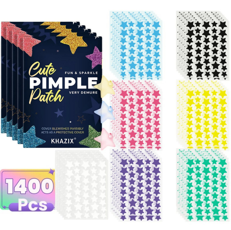 1400pcs Multicolor Star Acne Patches – Ultra-Thin Concealer Pimple Stickers