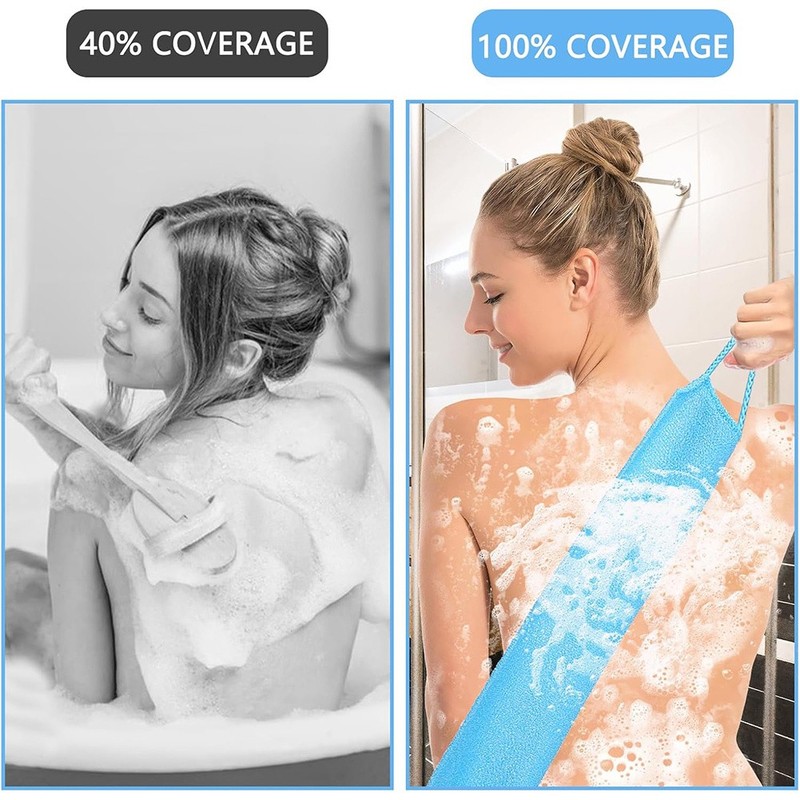 1/2/4pcs Long Back Exfoliating Towel Dual-Sided Bath Scrubber - Strong Durable gallery