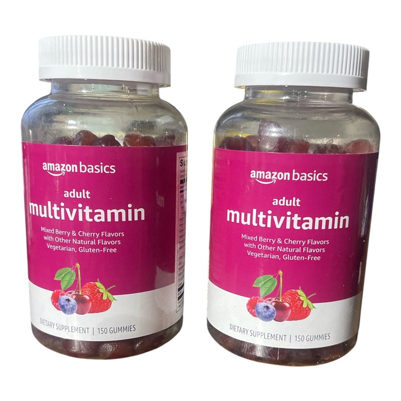 Amazon Basics Adult Multivitamin Gummies 150 Count Mixed Berry 2-Pack Exp 12/26